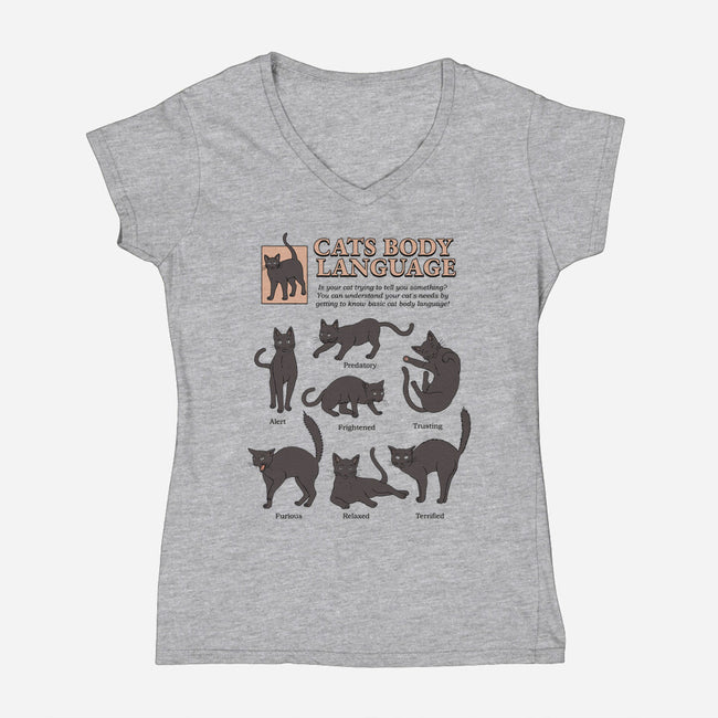 Cats Body Language-womens v-neck tee-Thiago Correa