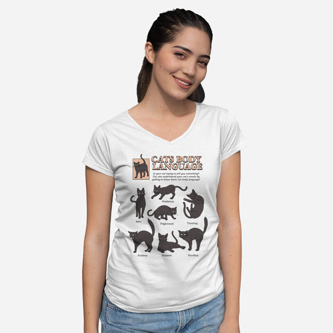 Cats Body Language-womens v-neck tee-Thiago Correa