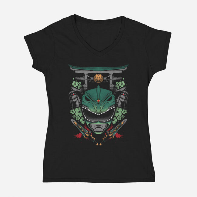 Green Ranger-womens v-neck tee-RamenBoy
