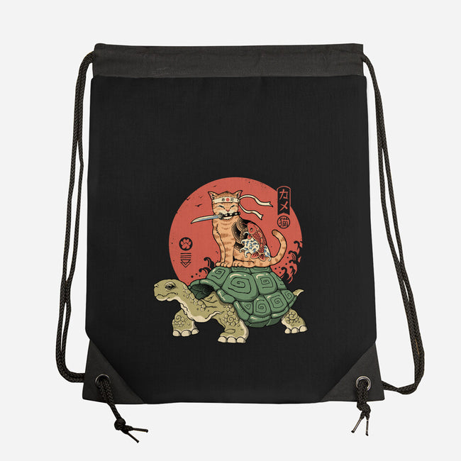 Catana On Turtle-none drawstring bag-vp021