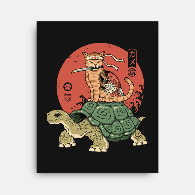 Catana On Turtle-none stretched canvas-vp021