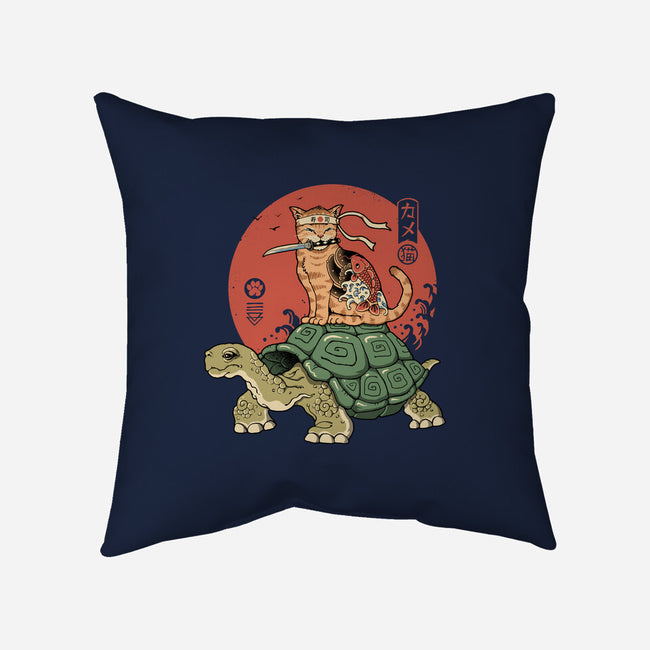 Catana On Turtle-none removable cover w insert throw pillow-vp021