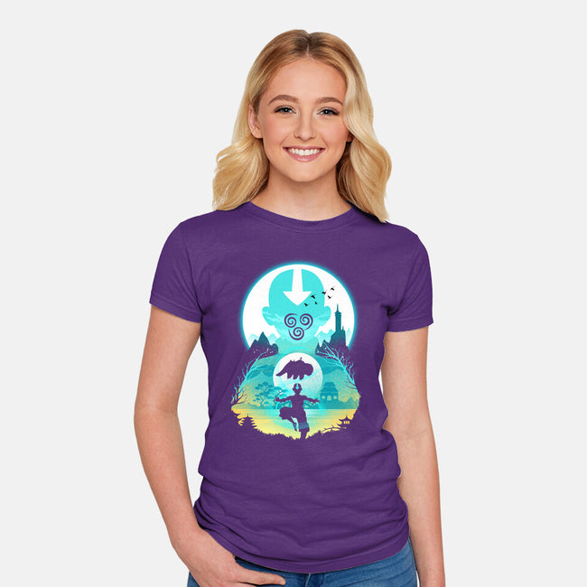 Airbender Landscape-womens fitted tee-dandingeroz