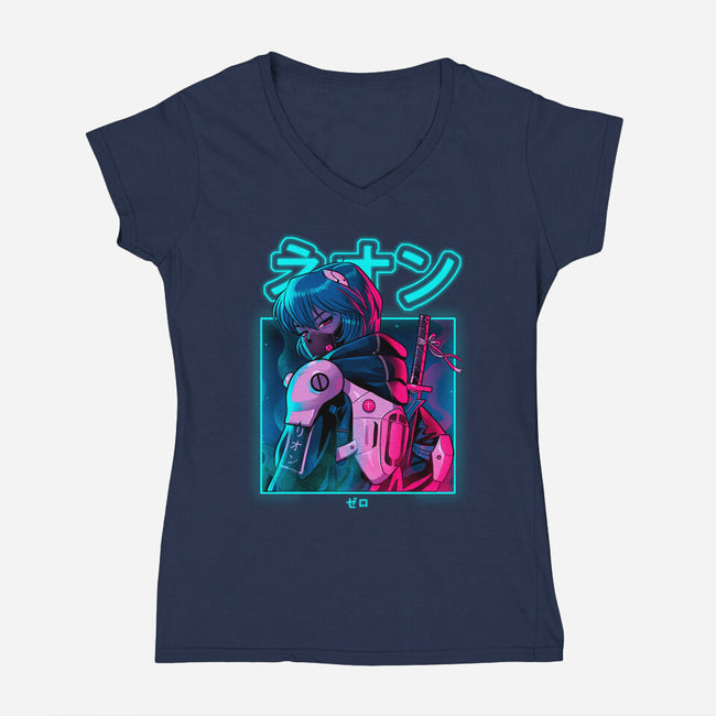 Neon Zero-womens v-neck tee-Bruno Mota