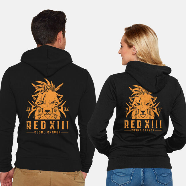 Red XIII-unisex zip-up sweatshirt-Alundrart
