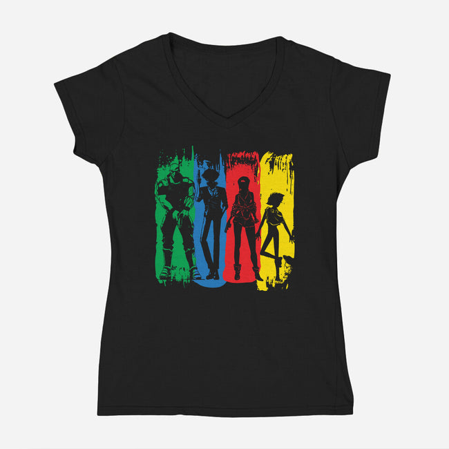 Space Bounty Hunter Crew-womens v-neck tee-DrMonekers