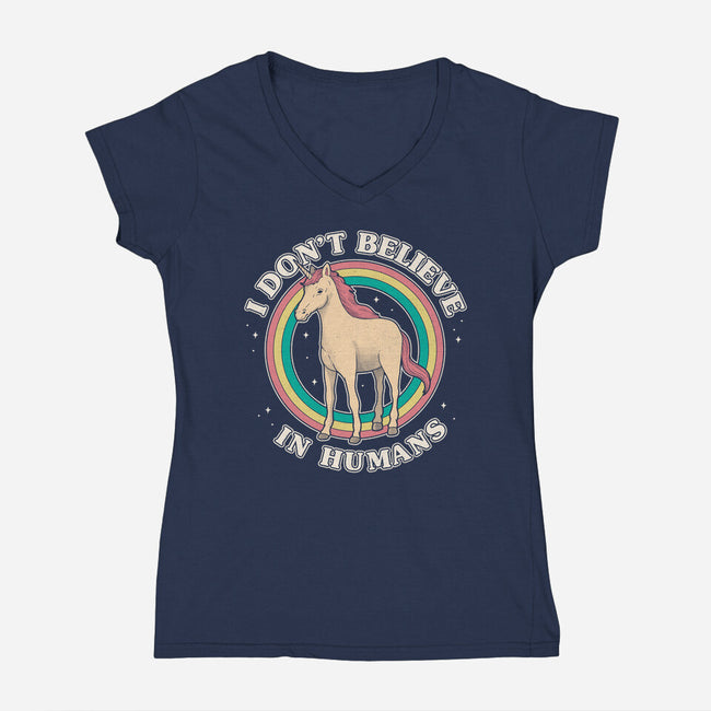 Believe In Humans-womens v-neck tee-Thiago Correa