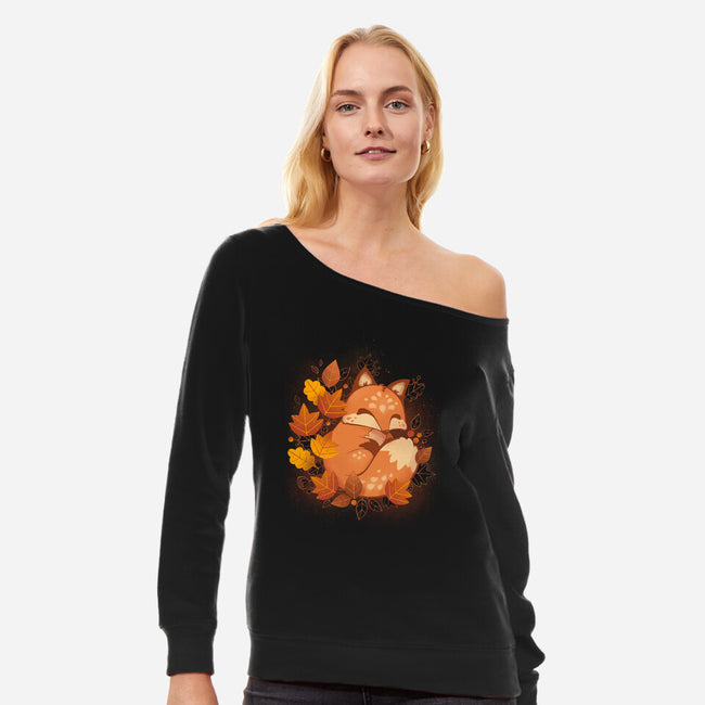 Autumn Fox-womens off shoulder sweatshirt-ricolaa