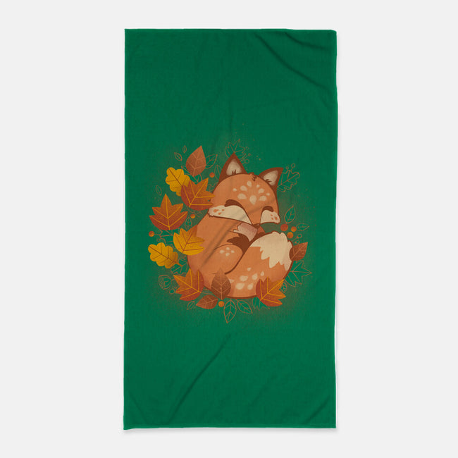 Autumn Fox-none beach towel-ricolaa