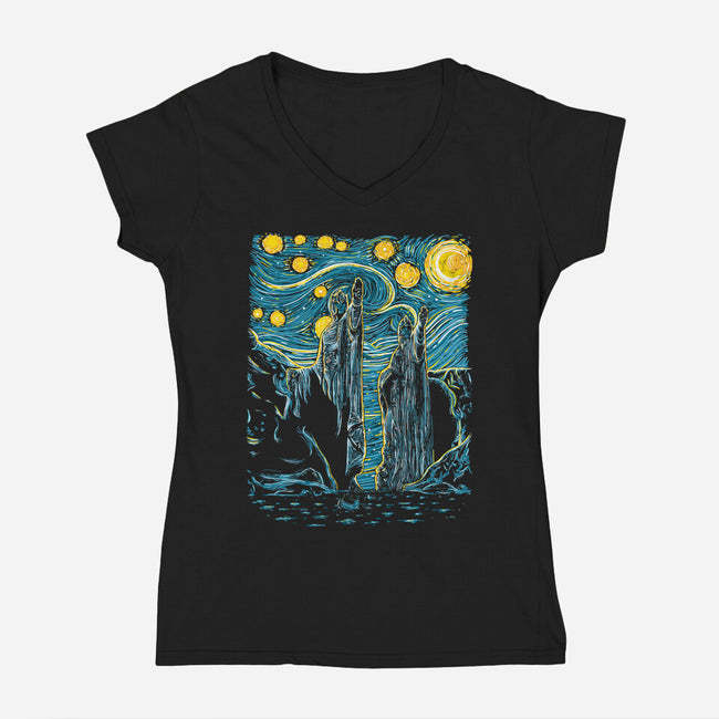 Starry Argonath-womens v-neck tee-retrodivision