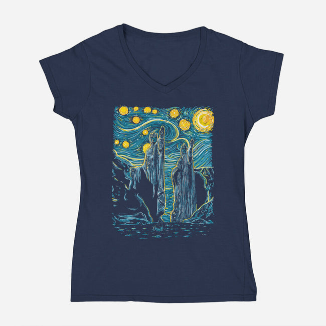 Starry Argonath-womens v-neck tee-retrodivision