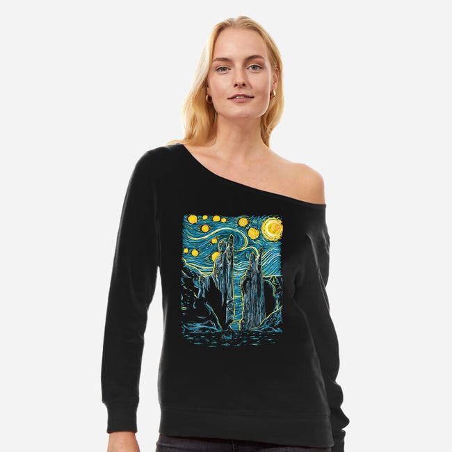 Starry Argonath-womens off shoulder sweatshirt-retrodivision