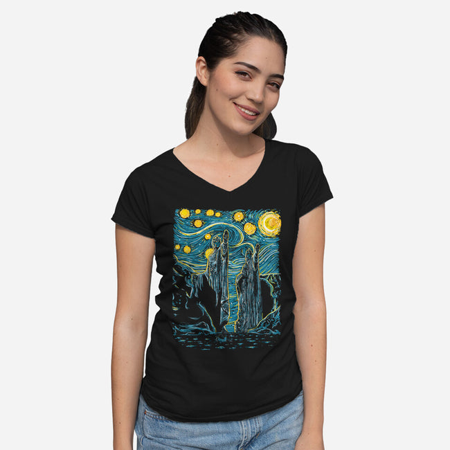 Starry Argonath-womens v-neck tee-retrodivision