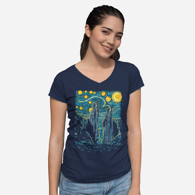 Starry Argonath-womens v-neck tee-retrodivision
