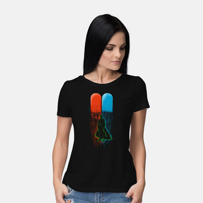 Red Pill Blue Pill-womens basic tee-Wookie Mike