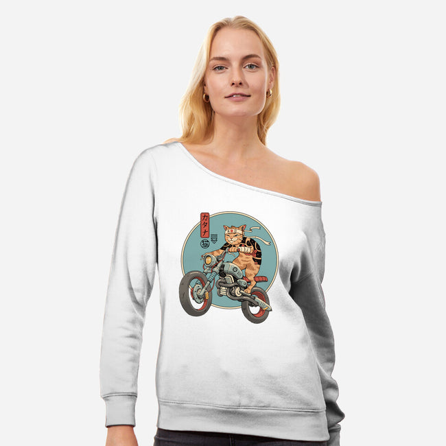 Catana Motorcycle-womens off shoulder sweatshirt-vp021