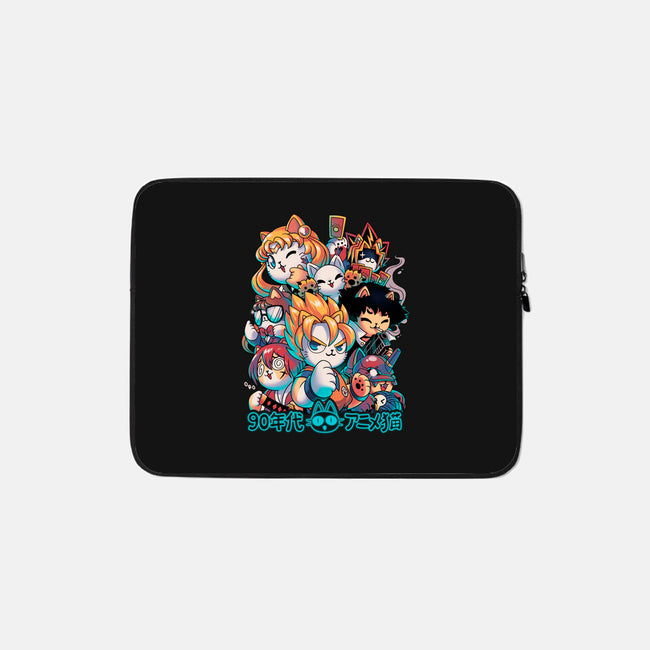 90's Anime Neko-none zippered laptop sleeve-Corgibutt