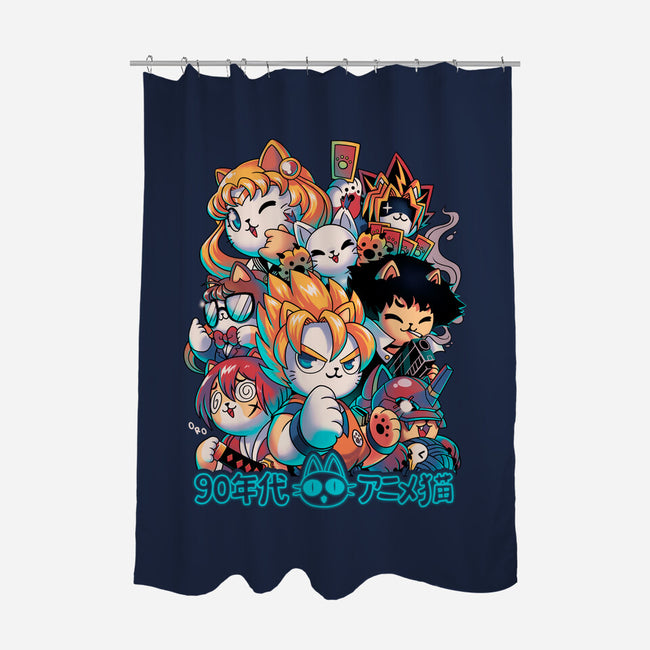 90's Anime Neko-none polyester shower curtain-Corgibutt