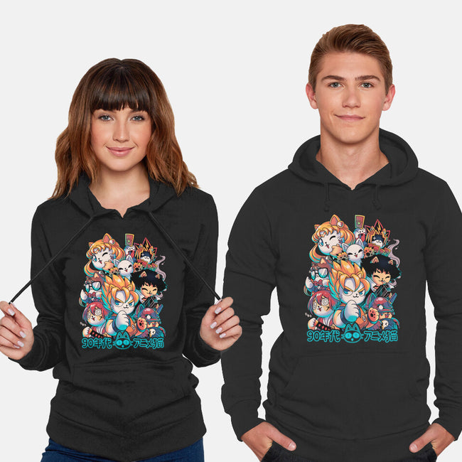 90's Anime Neko-unisex pullover sweatshirt-Corgibutt