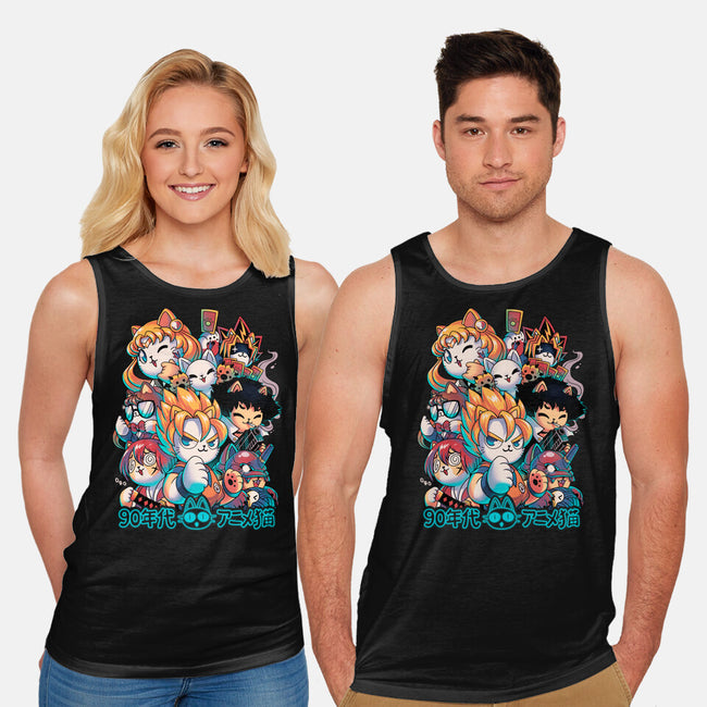 90's Anime Neko-unisex basic tank-Corgibutt