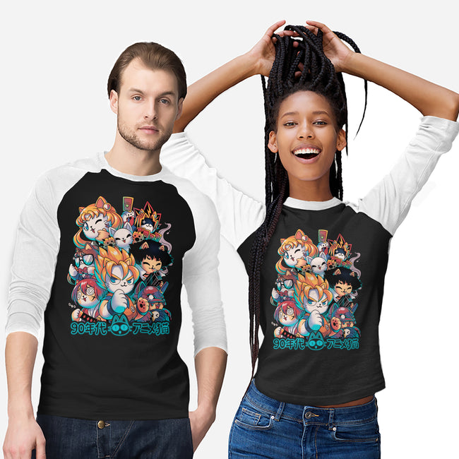 90's Anime Neko-unisex baseball tee-Corgibutt