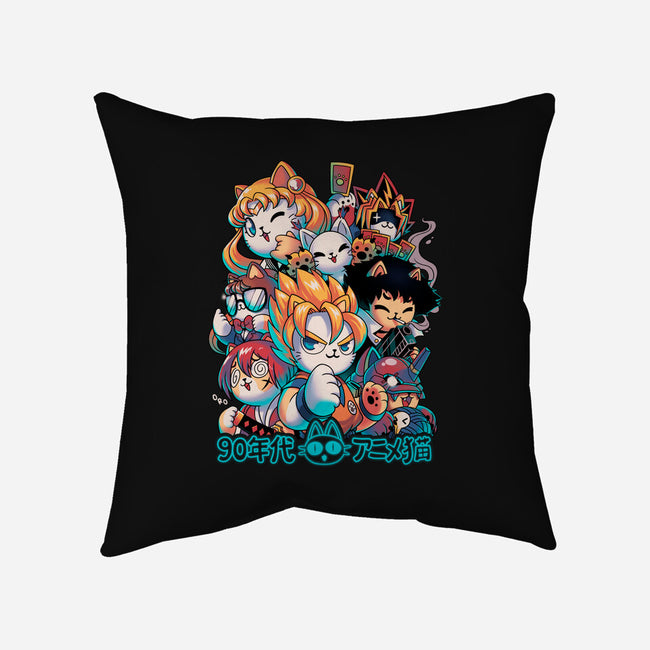 90's Anime Neko-none removable cover w insert throw pillow-Corgibutt