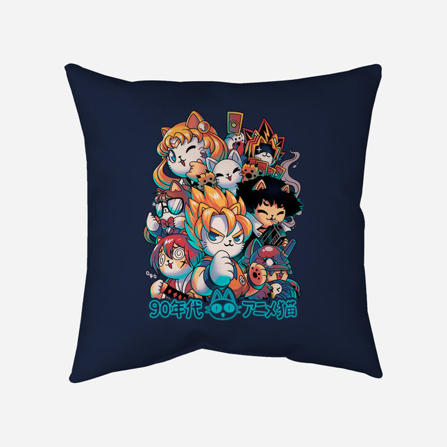 90's Anime Neko-none removable cover w insert throw pillow-Corgibutt