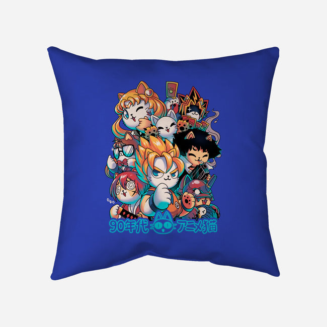 90's Anime Neko-none removable cover w insert throw pillow-Corgibutt
