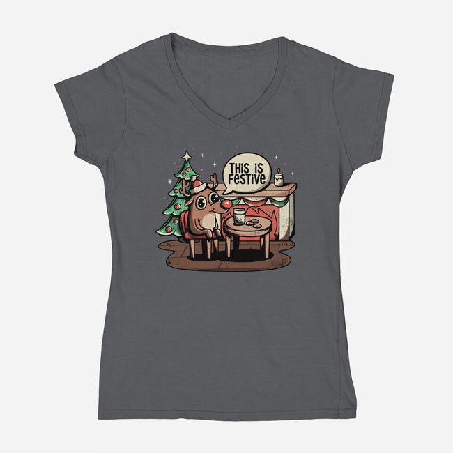 This Is Festive-womens v-neck tee-eduely