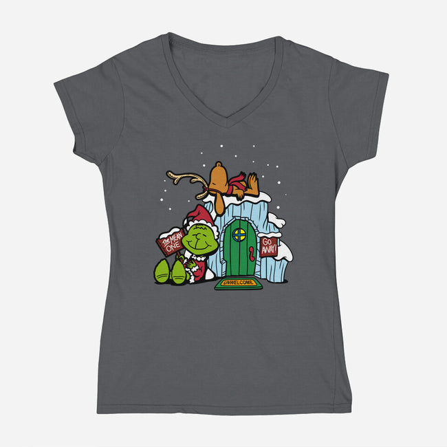 Grinch Nuts-womens v-neck tee-Boggs Nicolas