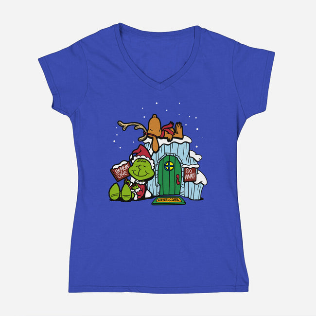 Grinch Nuts-womens v-neck tee-Boggs Nicolas