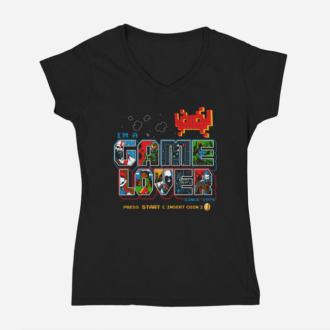 Video Game Lover-womens v-neck tee-goodidearyan