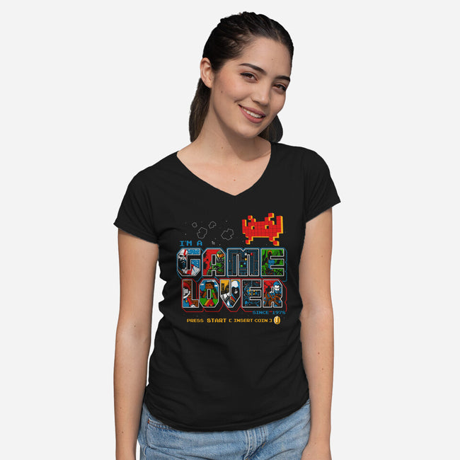 Video Game Lover-womens v-neck tee-goodidearyan