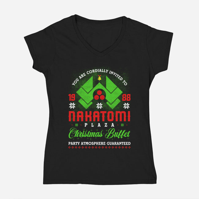 Plaza Invite-womens v-neck tee-rocketman_art