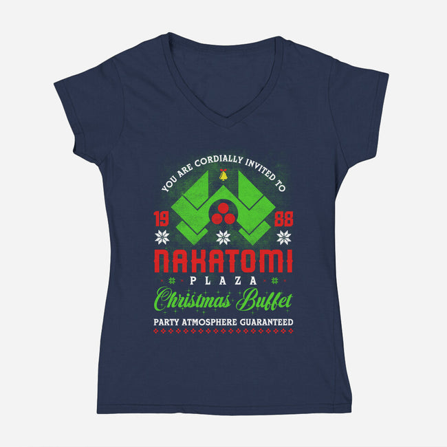 Plaza Invite-womens v-neck tee-rocketman_art