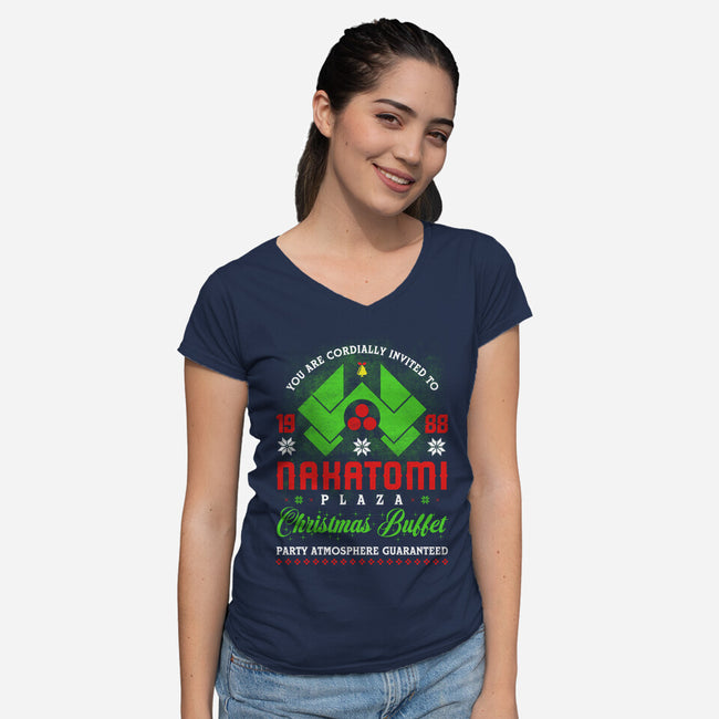 Plaza Invite-womens v-neck tee-rocketman_art