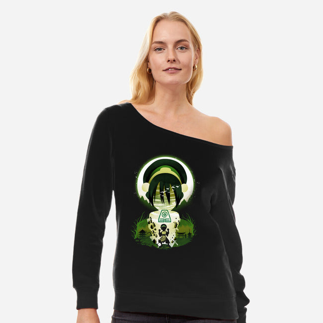 Earthbender Landscape-womens off shoulder sweatshirt-dandingeroz