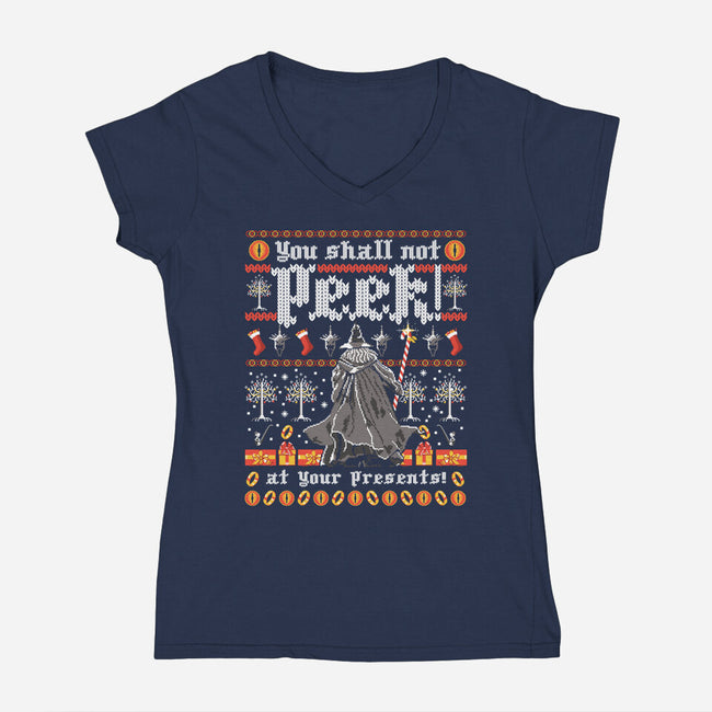 You Shall Not Peek-womens v-neck tee-rocketman_art