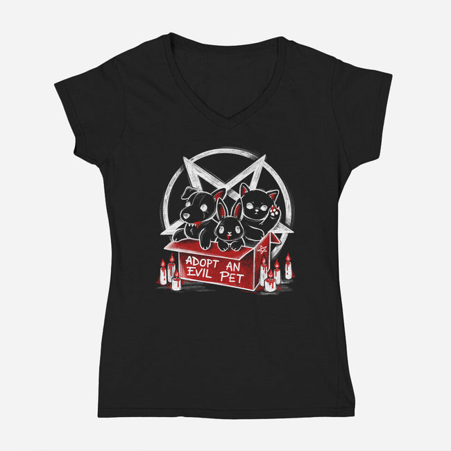 Adopt An Evil Pet-womens v-neck tee-NemiMakeit