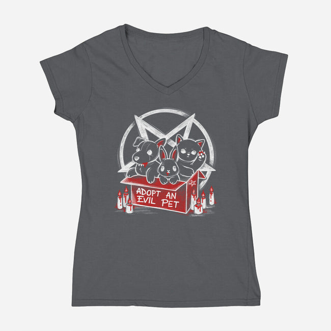 Adopt An Evil Pet-womens v-neck tee-NemiMakeit