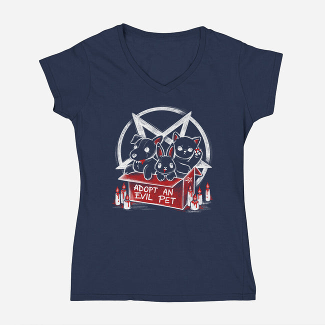 Adopt An Evil Pet-womens v-neck tee-NemiMakeit