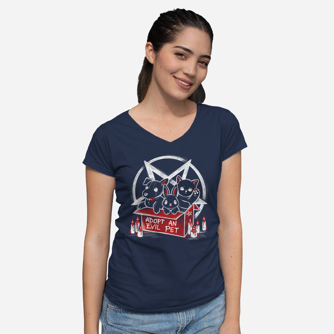 Adopt An Evil Pet-womens v-neck tee-NemiMakeit