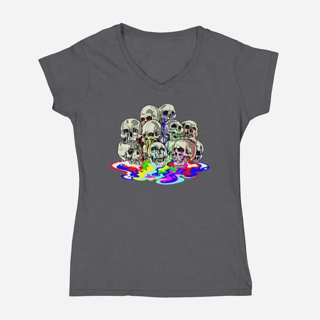 Melting Skulls-womens v-neck tee-zascanauta