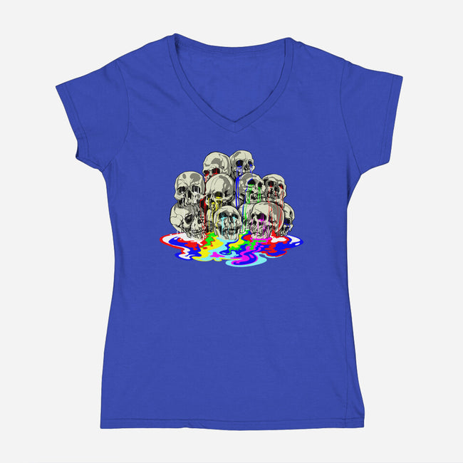 Melting Skulls-womens v-neck tee-zascanauta