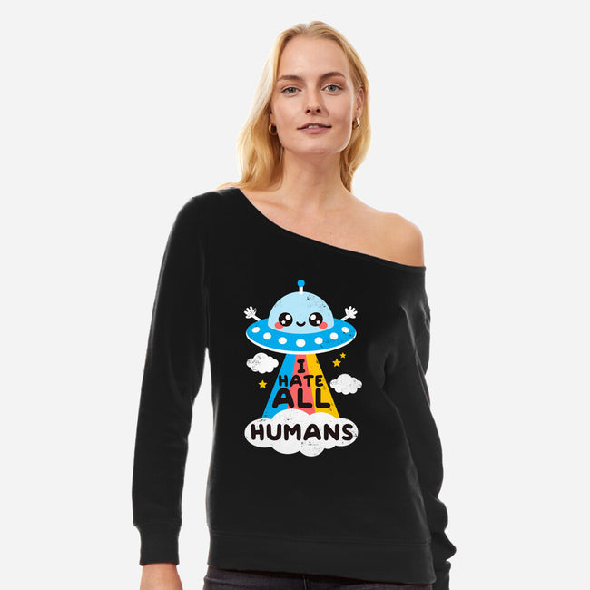 I Hate All Humans-womens off shoulder sweatshirt-NemiMakeit