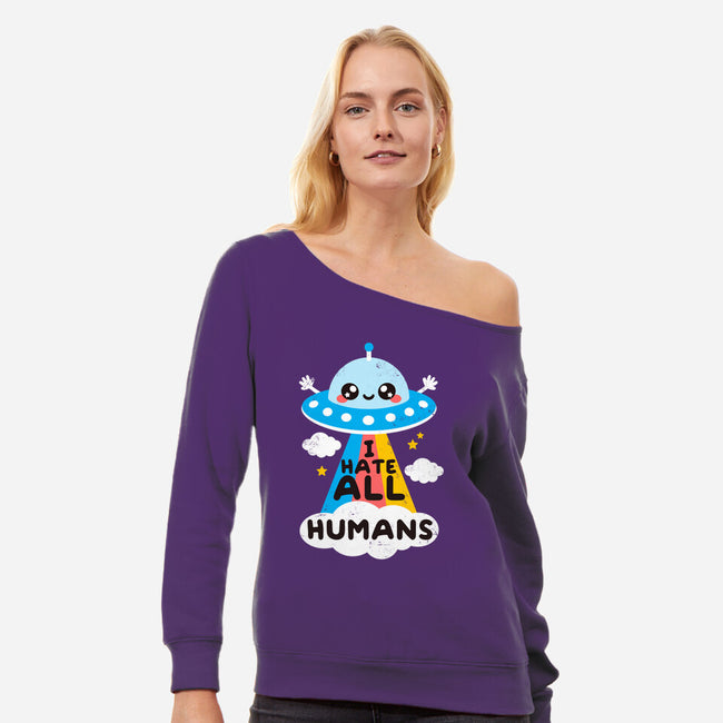 I Hate All Humans-womens off shoulder sweatshirt-NemiMakeit