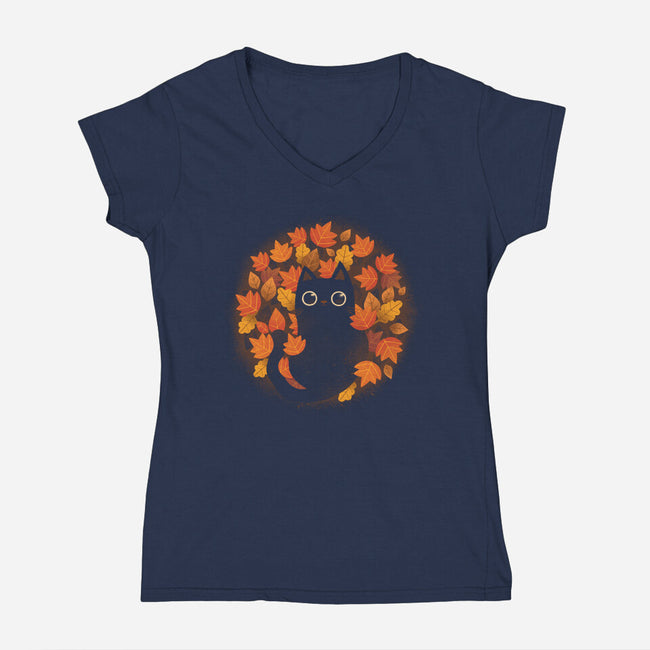 Autumn Cat-womens v-neck tee-ricolaa