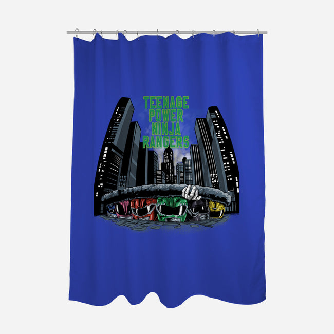 Teenage Power Ninja Rangers-none polyester shower curtain-zascanauta