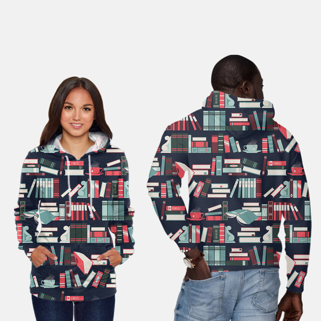 Book Nook-unisex all over print pullover sweatshirt-Kat_Haynes