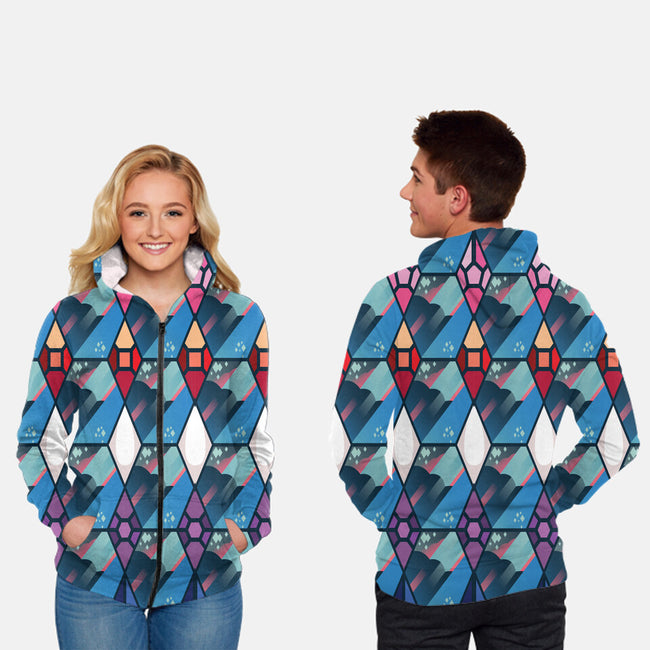 Crystal Gems-unisex all over print zip-up sweatshirt-Kat_Haynes